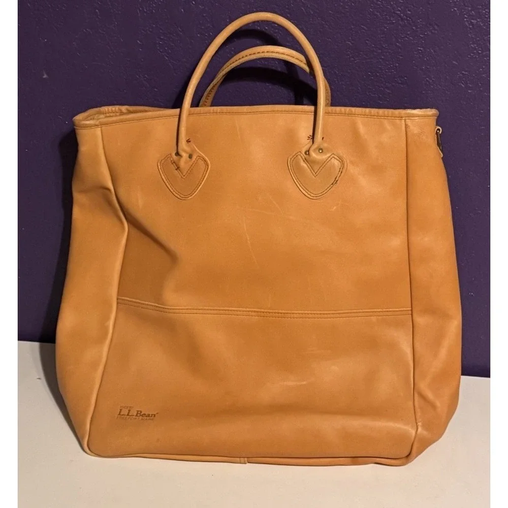 Vintage LL Bean XL Leather Boat Tote Bag Luggage EXTREMELY RARE 22